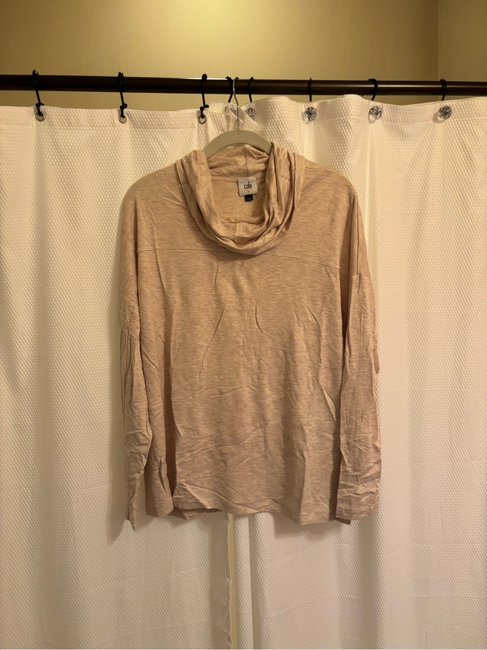 CAbi Lightweight Beige Cowl Neck Sweater